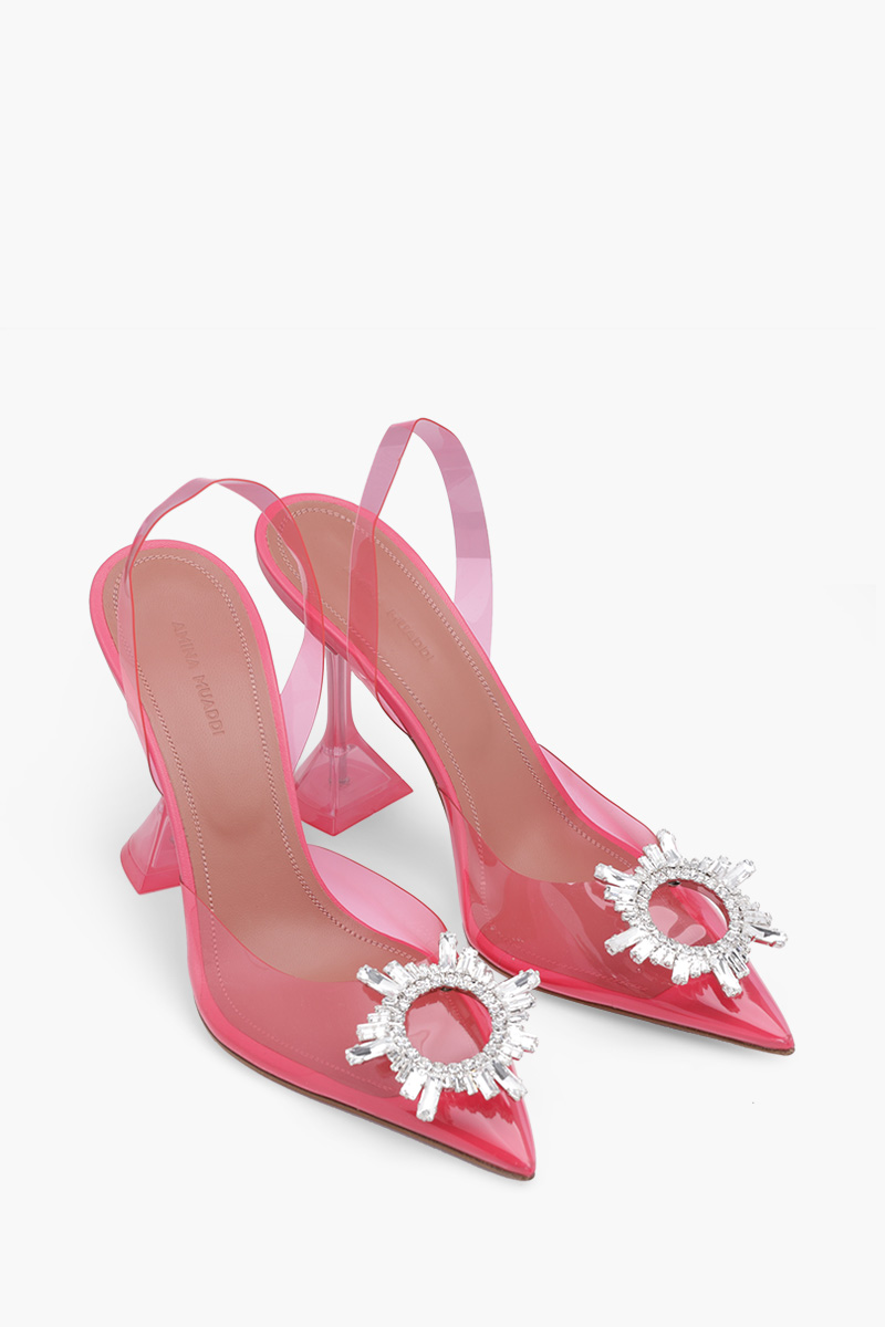 AMINA MUADDI Women Begum Glass Slingback PVC Pumps 95mm in Bubble Gum 1