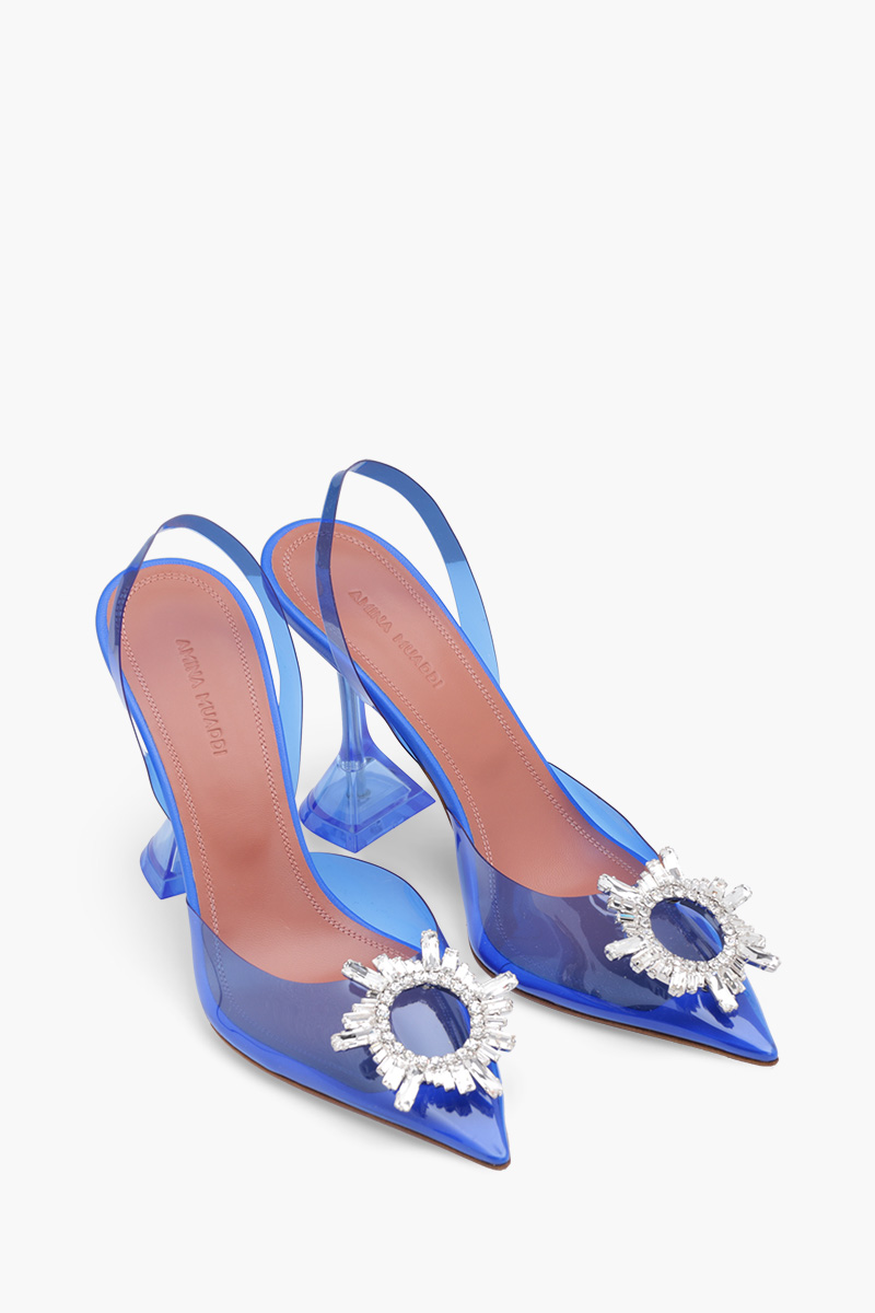 AMINA MUADDI Women Begum Glass Slingback PVC Pumps 95mm in Electric Blue 1