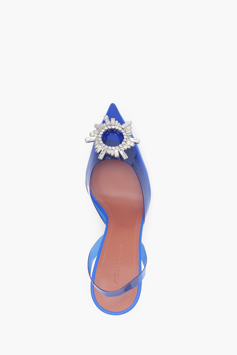 AMINA MUADDI Women Begum Glass Slingback PVC Pumps 95mm in Electric Blue 3