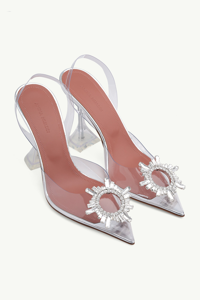 AMINA MUADDI Women Begum Glass Slingback PVC Pumps 95mm in Transparent 1