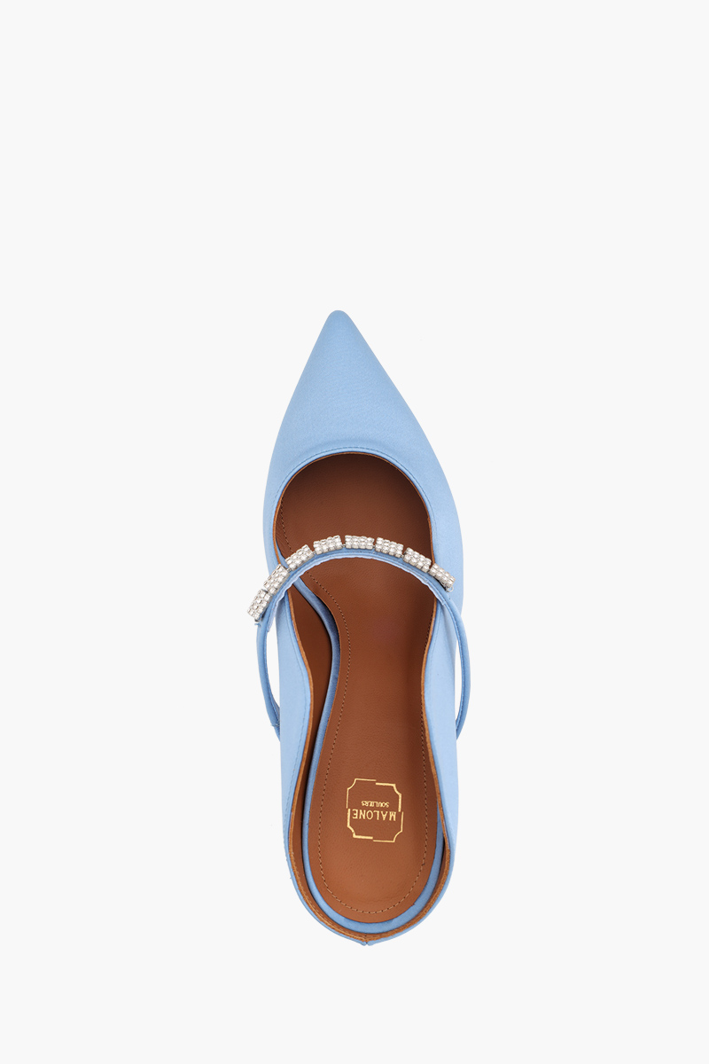 MALONE SOULIERS Bella Pumps 70mm in Baby Blue/Baby Blue Satin 3