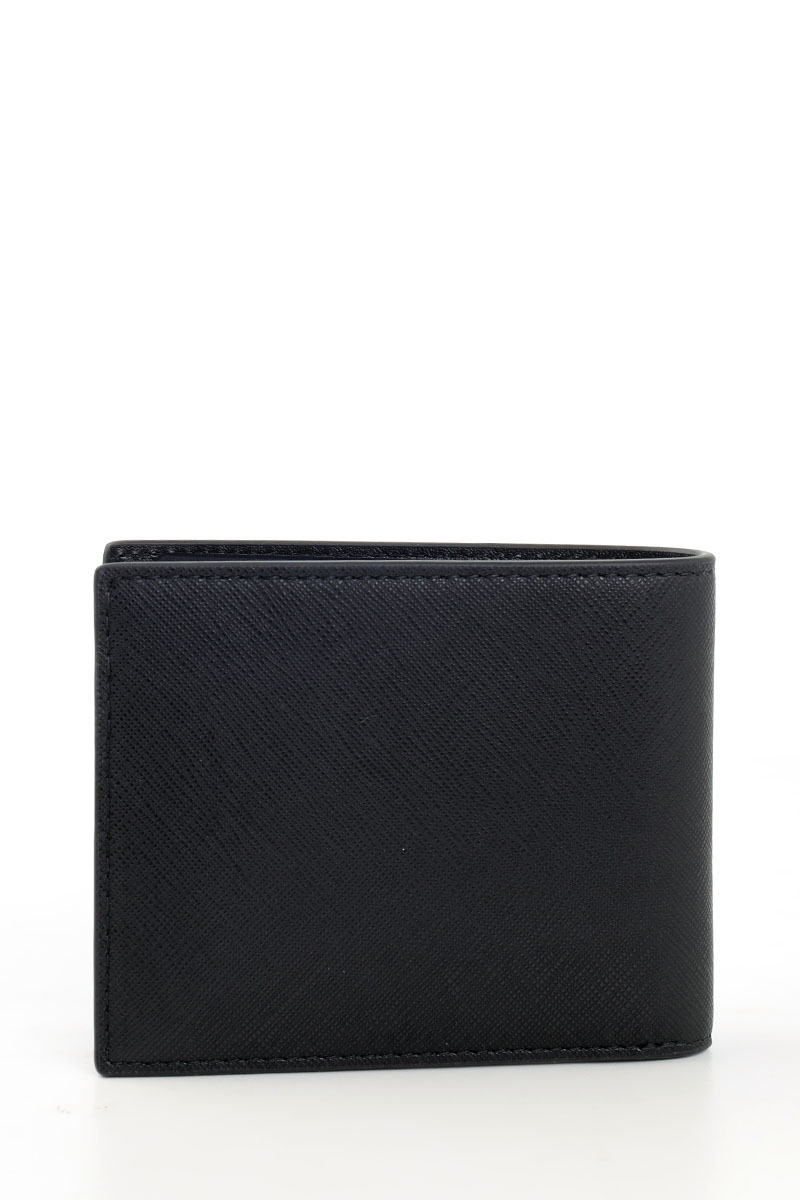 BALLY Men Bevye Bi-fold Wallet in Black with White/Black Stripe 2
