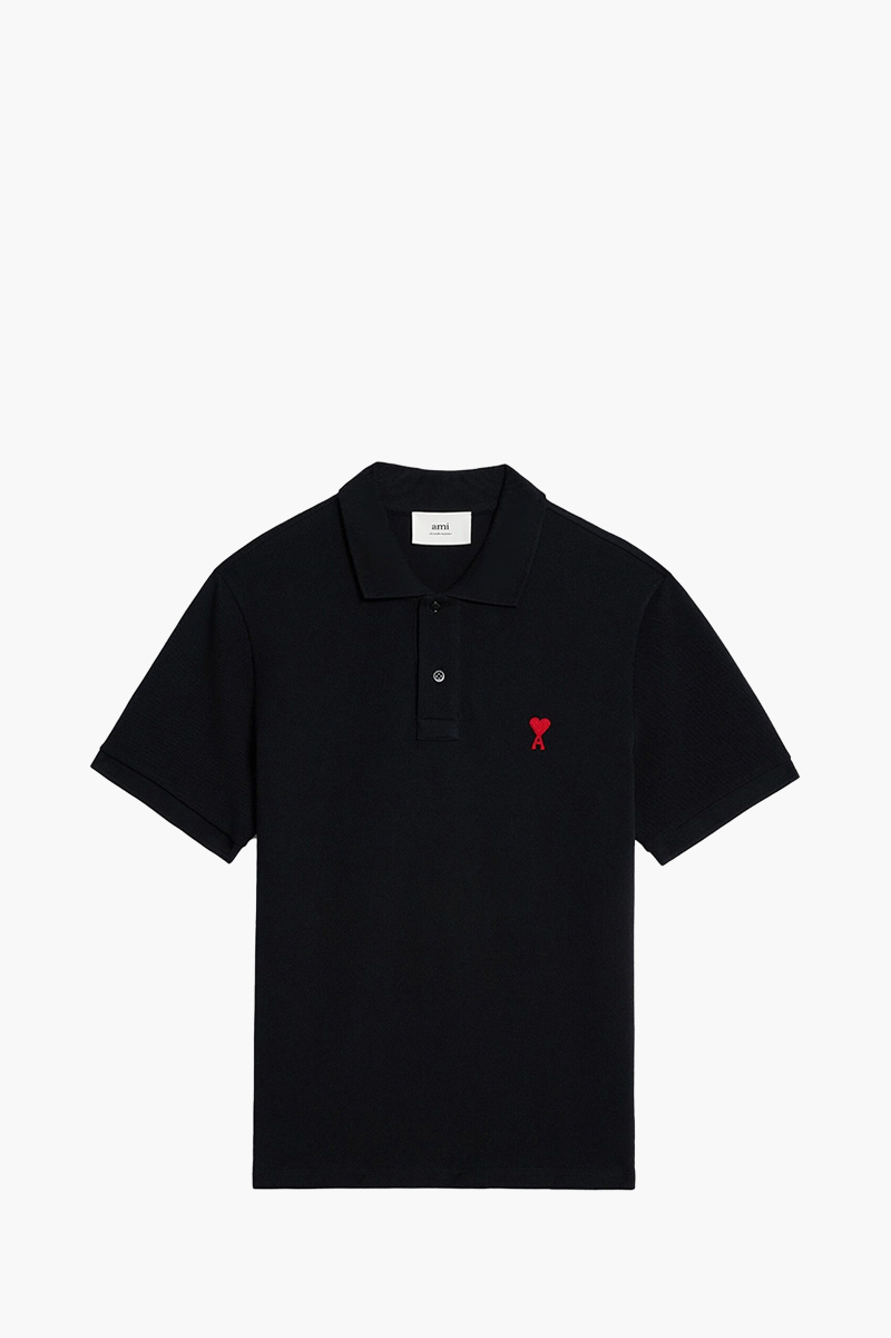 AMI Men Red Ami De Coeur Polo Shirt in Black 0