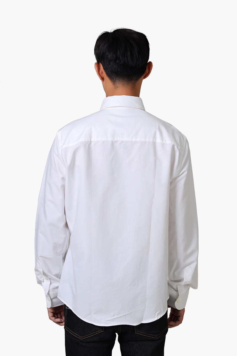 AMI Unisex De Coeur Button Down Classic Fit Long Sleeves Shirt in Natural White Cotton Oxford 1