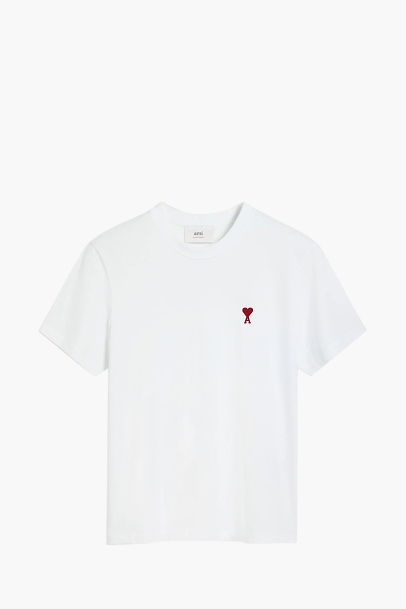 AMI Unisex Ami De Coeur T-shirt in White Organic Cotton Jersey 0