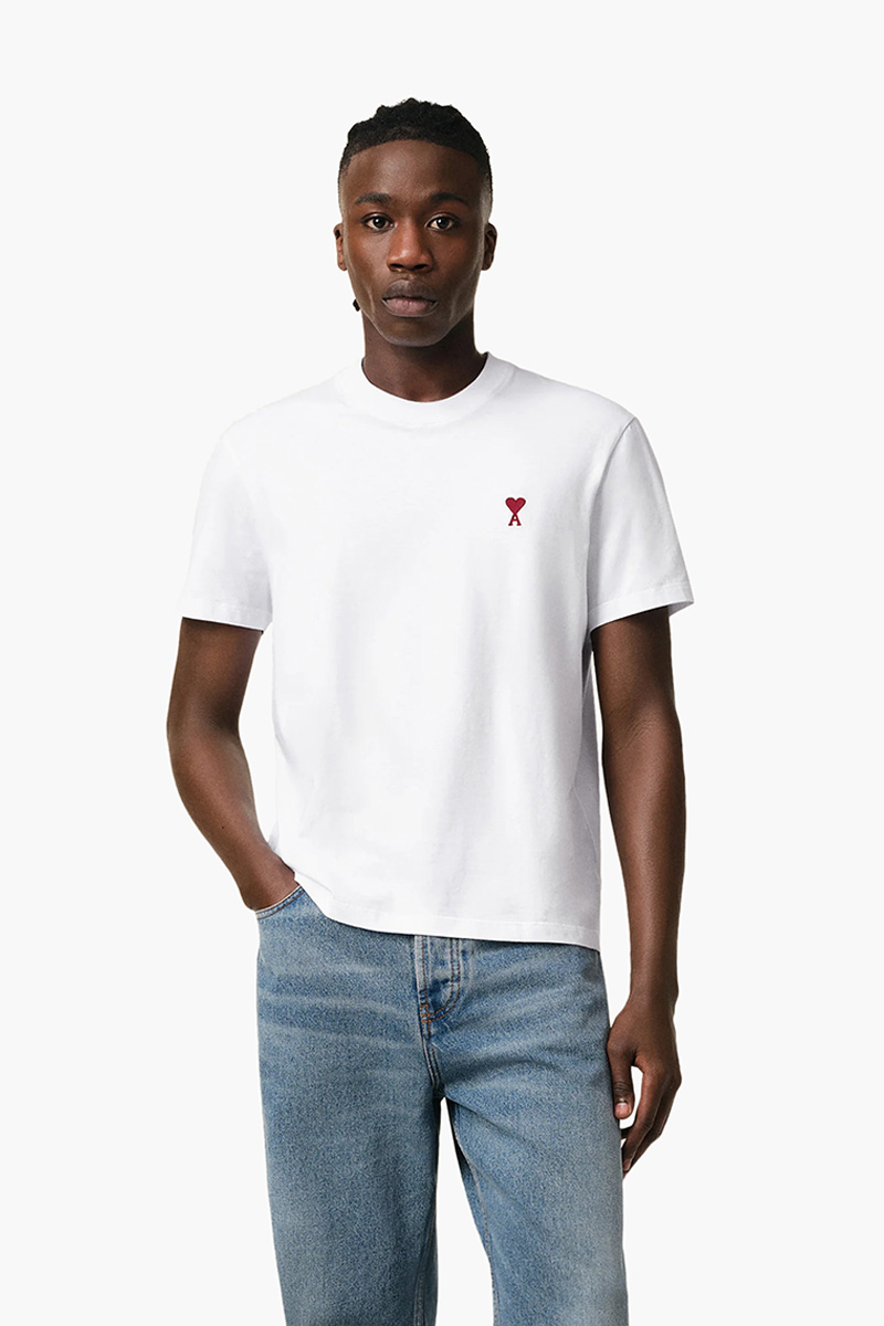 AMI Unisex Ami De Coeur T-shirt in White Organic Cotton Jersey 1