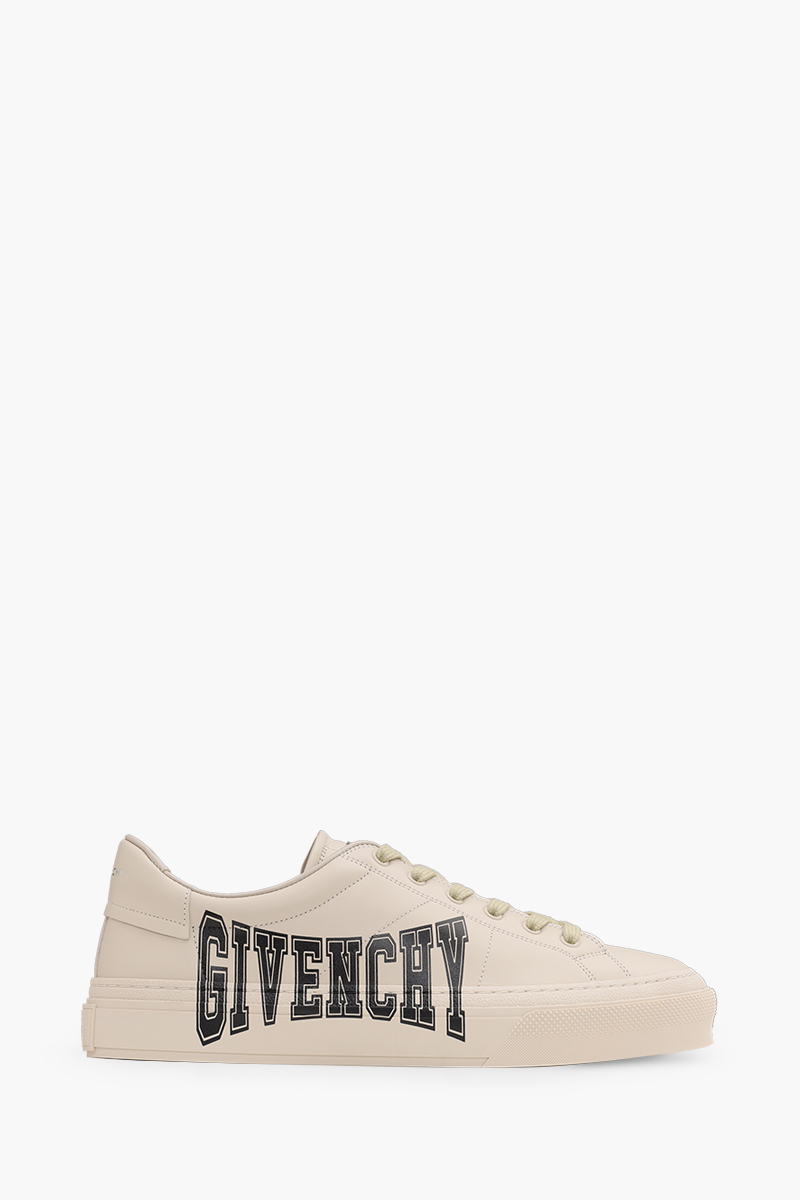 GIVENCHY Men City Sport Sneakers in Beige/Black with Givenchy College Print 0