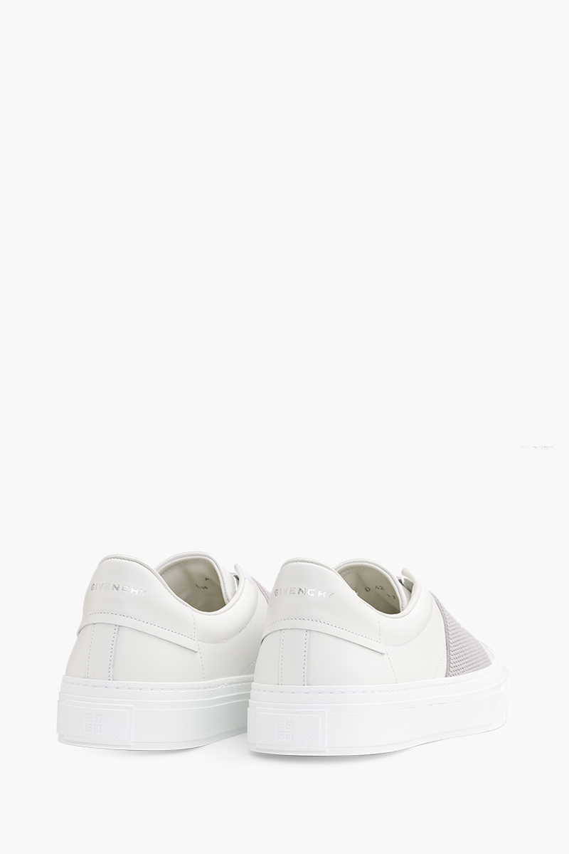 GIVENCHY Men 4G Logo Street Sneakers in White/Grey with Logo Webbing 2