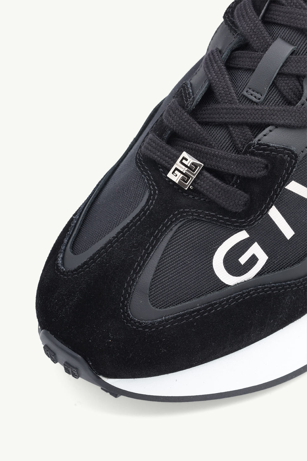 GIVENCHY Men GIV Runner Sneakers in Black/White Suede x Nylon 4
