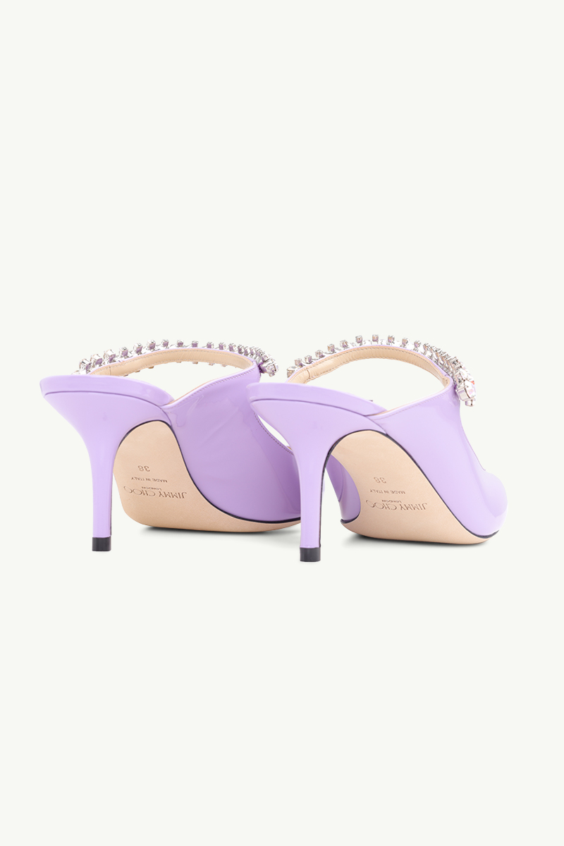 JIMMY CHOO Bing Mules 65mm in Wisteria/Aurora Patent with Crystal Strap 2