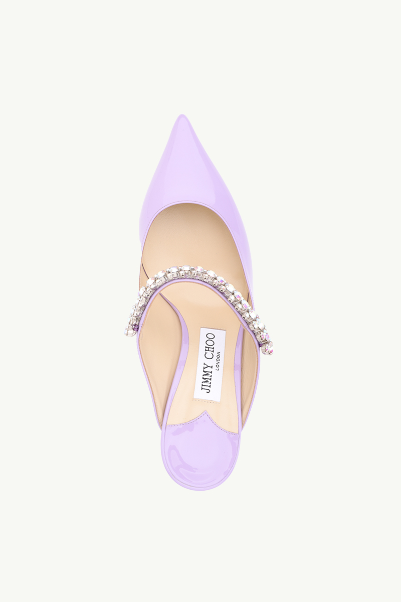 JIMMY CHOO Bing Mules 65mm in Wisteria/Aurora Patent with Crystal Strap 3