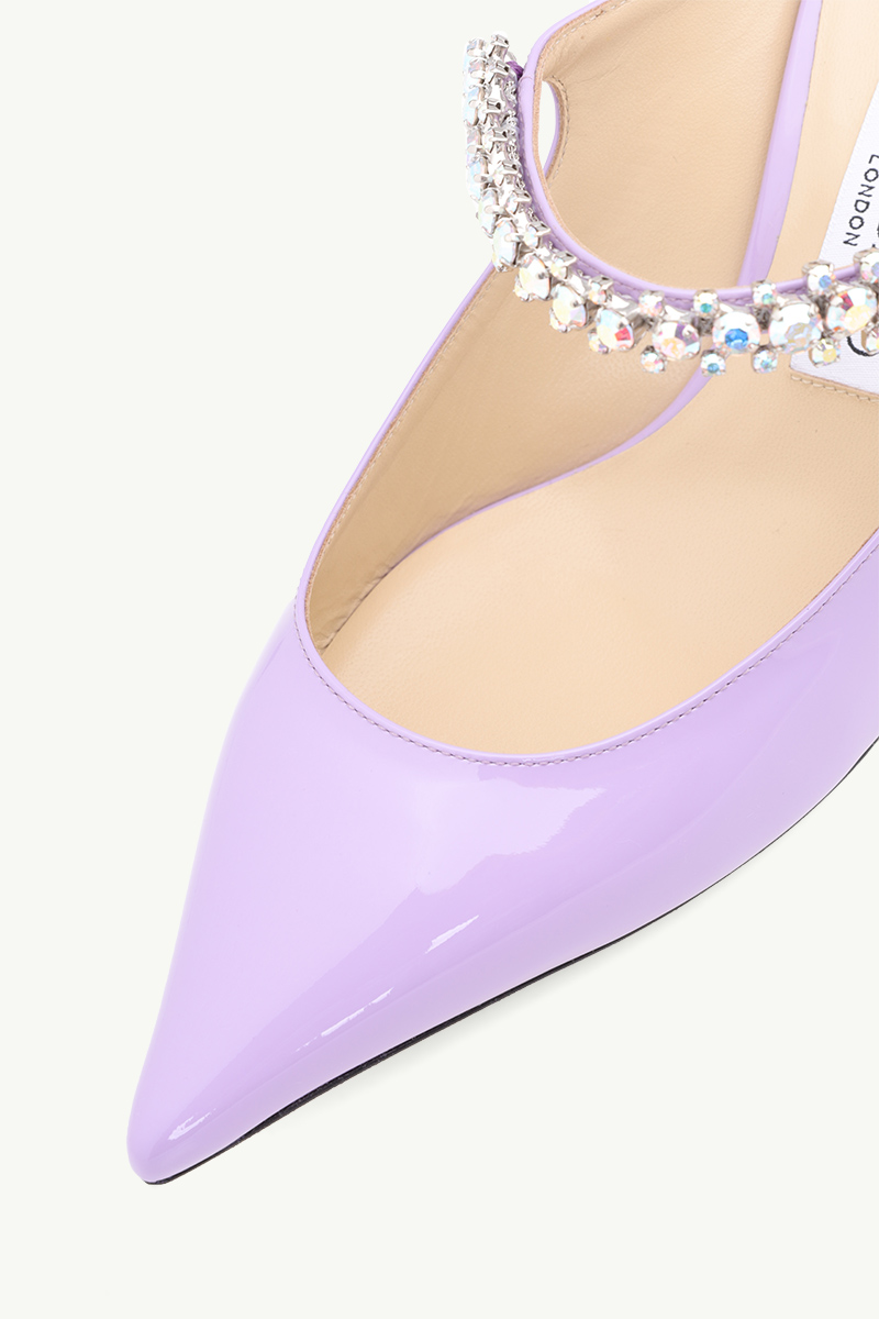 JIMMY CHOO Bing Mules 65mm in Wisteria/Aurora Patent with Crystal Strap 4