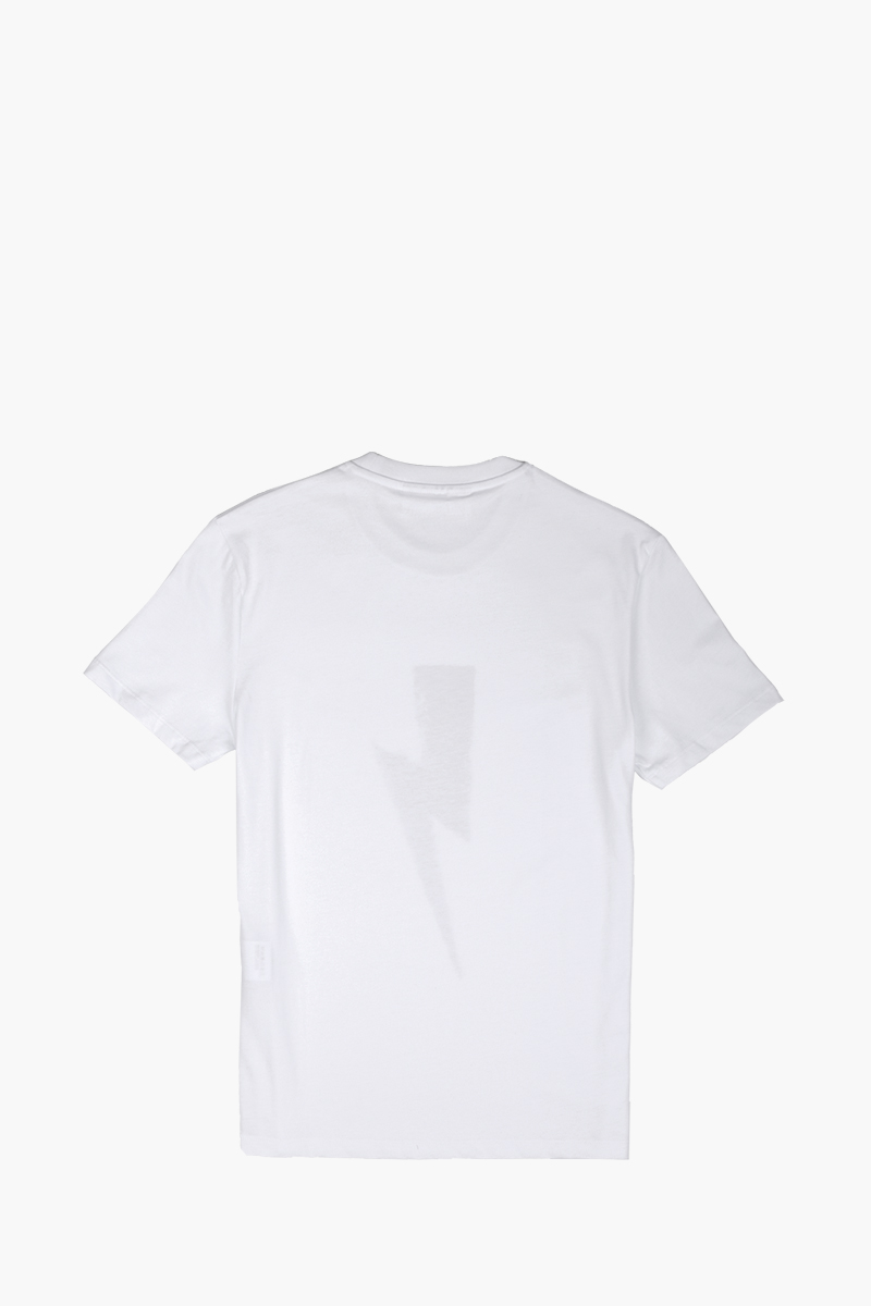 NEIL BARRETT Men Graffiti Chalk Bolt Slim Fit T-Shirt in White/Black 1