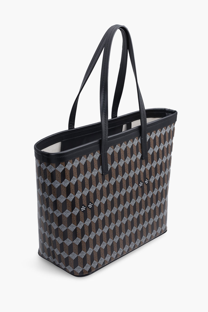 AU DEPART Horizontal La Roquette Monogram Tote Bag in Black Multicolor Reflective Jacquard 2