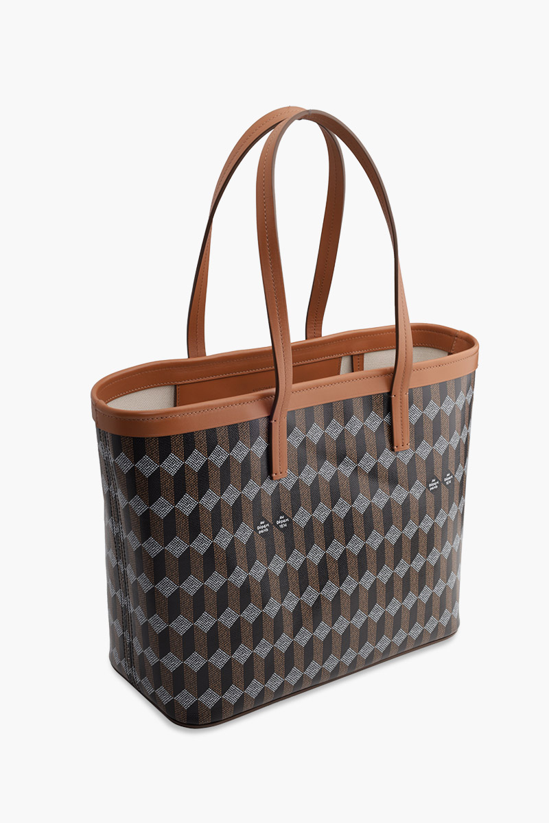 AU DEPART Horizontal La Roquette Monogram Tote Bag in Cognac Multicolor Reflective Jacquard 2