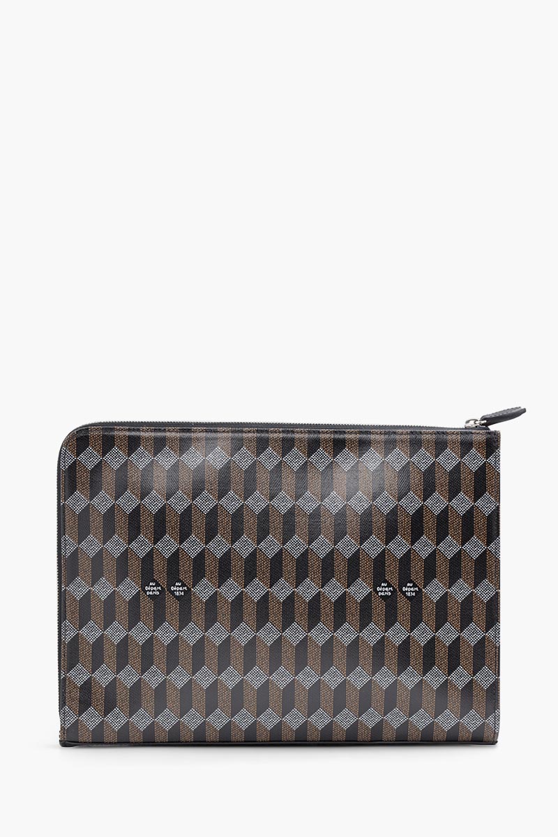 AU DEPART La Martin Monogtam Laptop Sleeve in Black Multicolor Reflective Jacquard 0