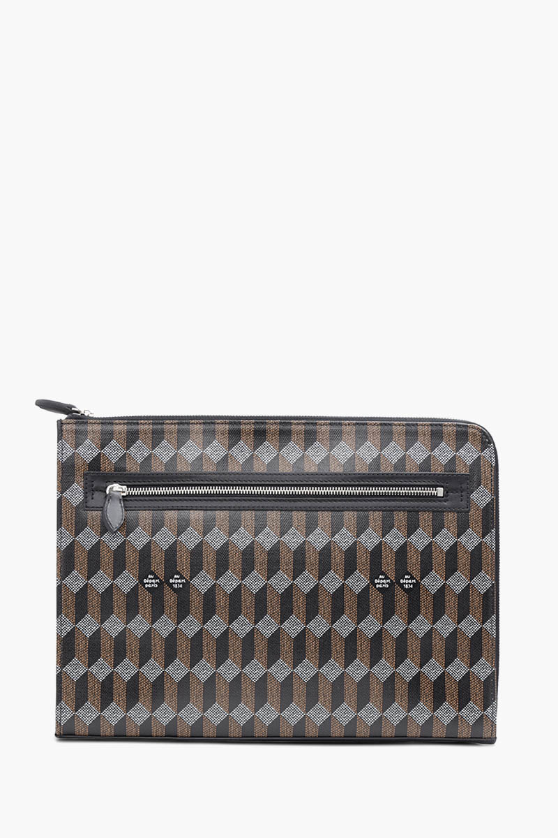 AU DEPART La Martin Monogtam Laptop Sleeve in Black Multicolor Reflective Jacquard 1