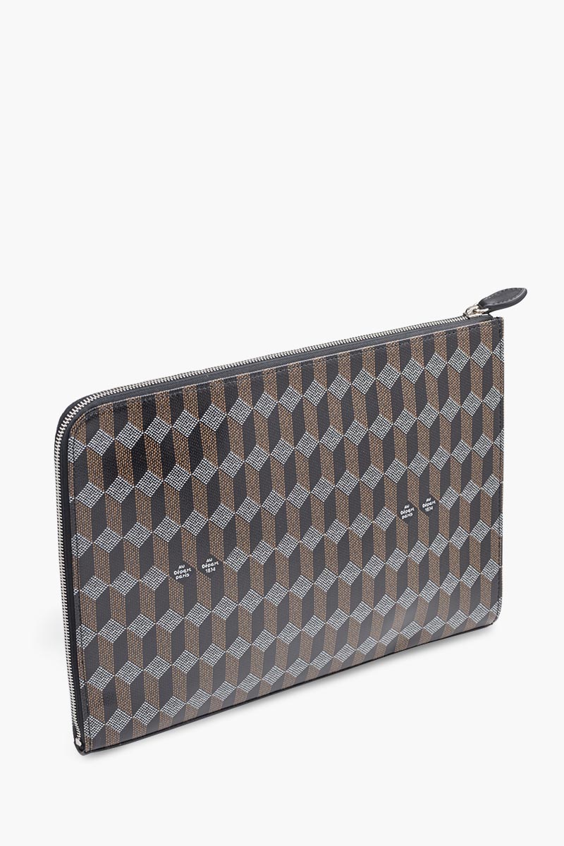 AU DEPART La Martin Monogtam Laptop Sleeve in Black Multicolor Reflective Jacquard 2