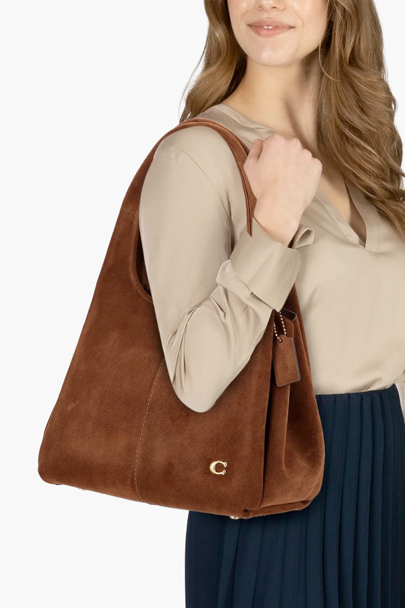 COACH Lana Shoulder Bag in Warm Brown Suede 3