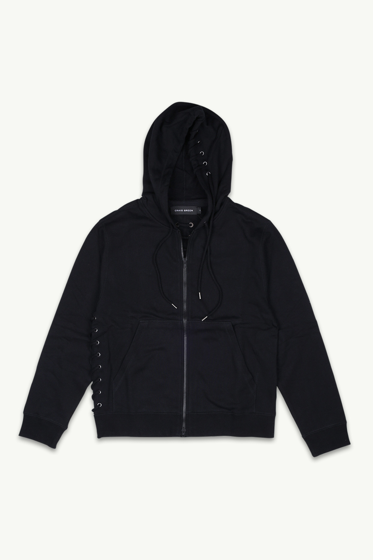 CRAIG GREEN Men Laced Jacket in Black with Hoodie 0