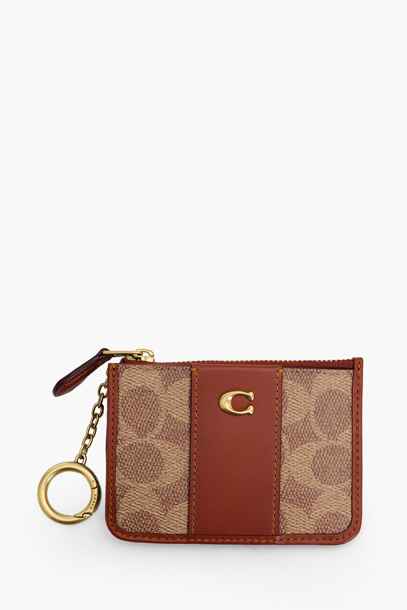 COACH Mini Skinny Id Case in Tan Rust Signature Canvas 0