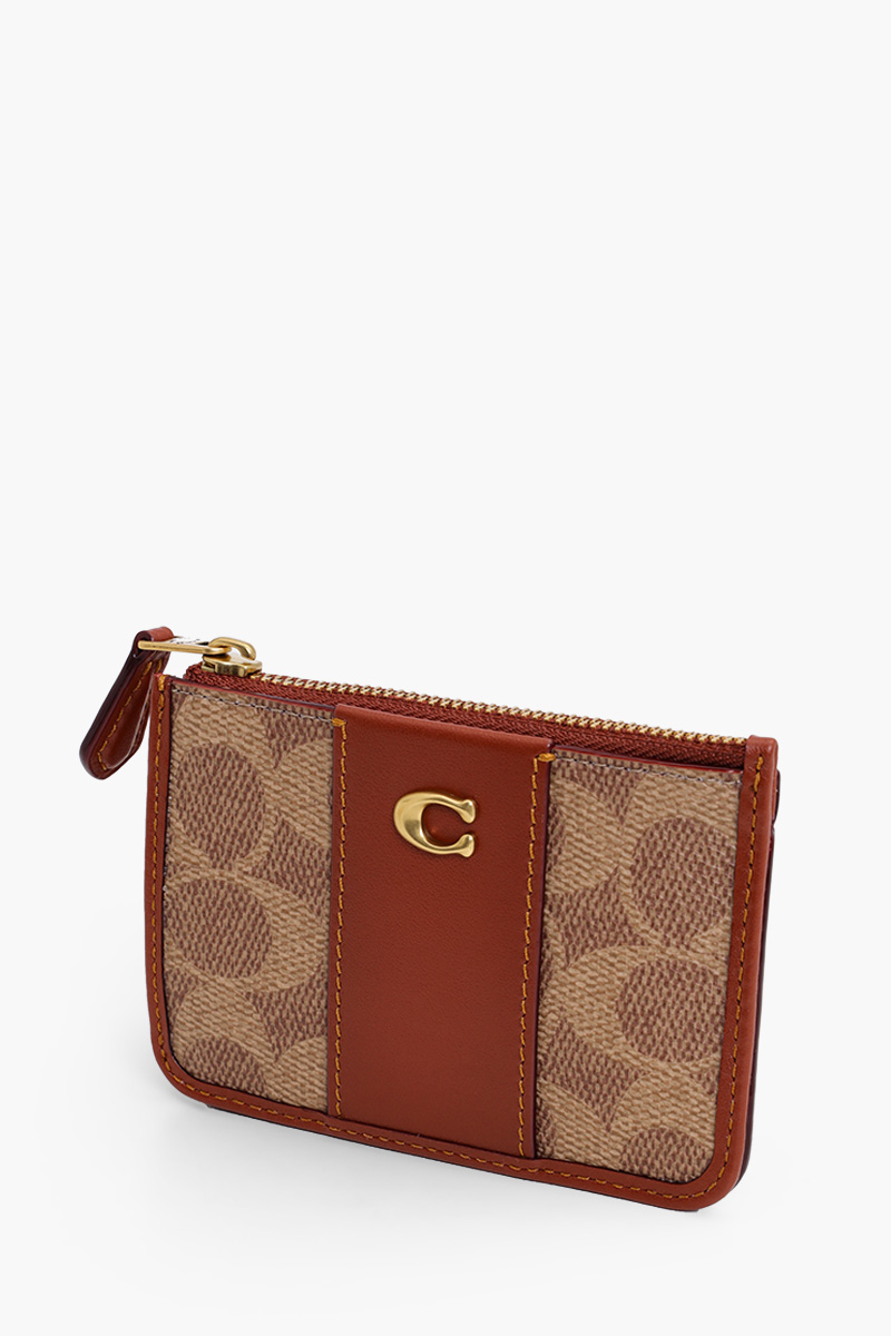 COACH Mini Skinny Id Case in Tan Rust Signature Canvas 2