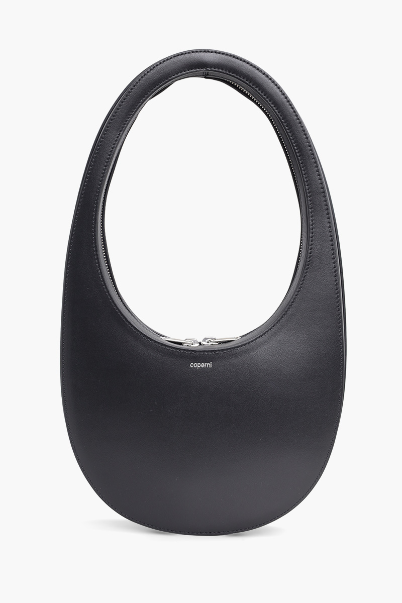 COPERNI Swipe Oval-Shaped Bag in Black Calf Leather 0