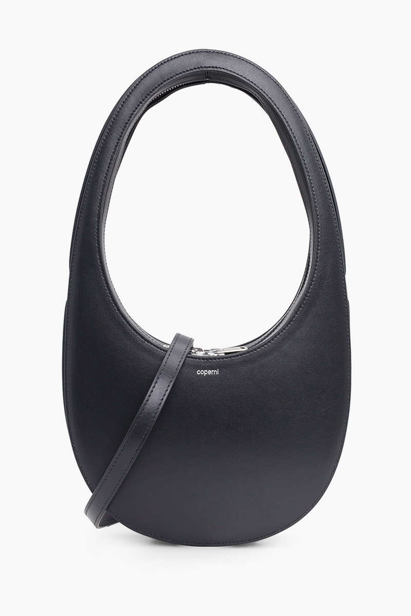 COPERNI Swipe Oval-Shaped Crossbody Bag in Black Calf 0