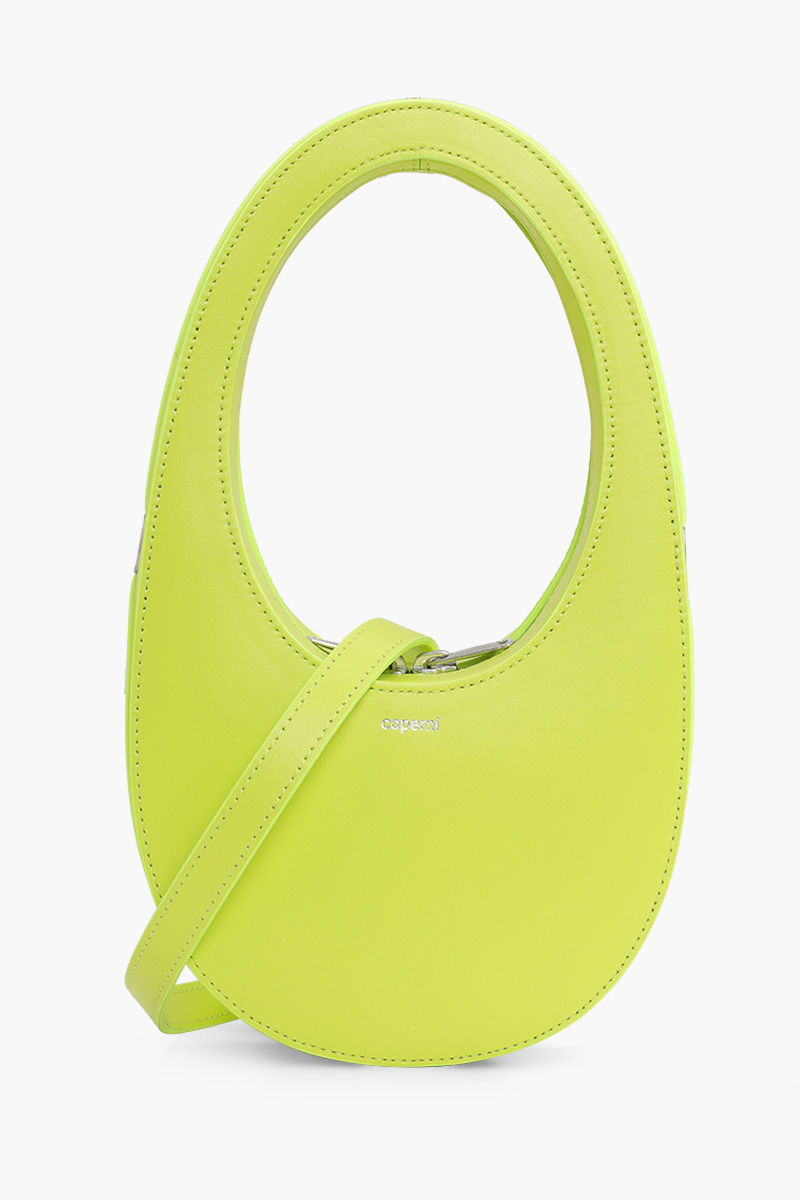 COPERNI Mini Swipe Oval-Shaped Crossbody Bag in Lime Green Calf Leather 0