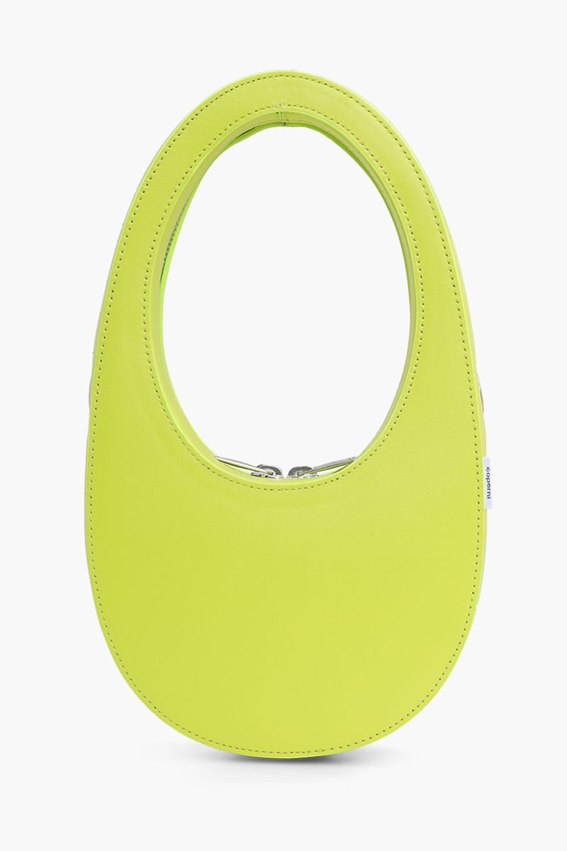 COPERNI Mini Swipe Oval-Shaped Crossbody Bag in Lime Green Calf Leather 1