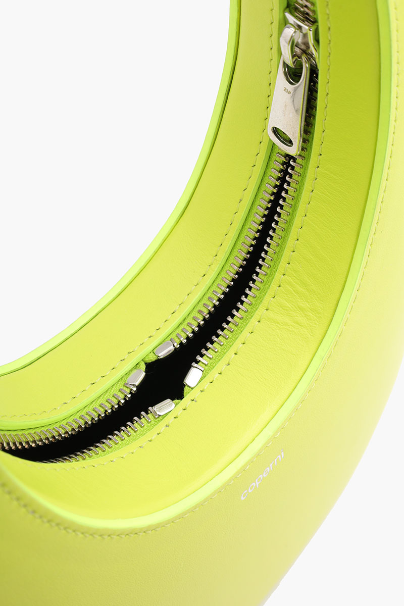 COPERNI Mini Swipe Oval-Shaped Crossbody Bag in Lime Green Calf Leather 3