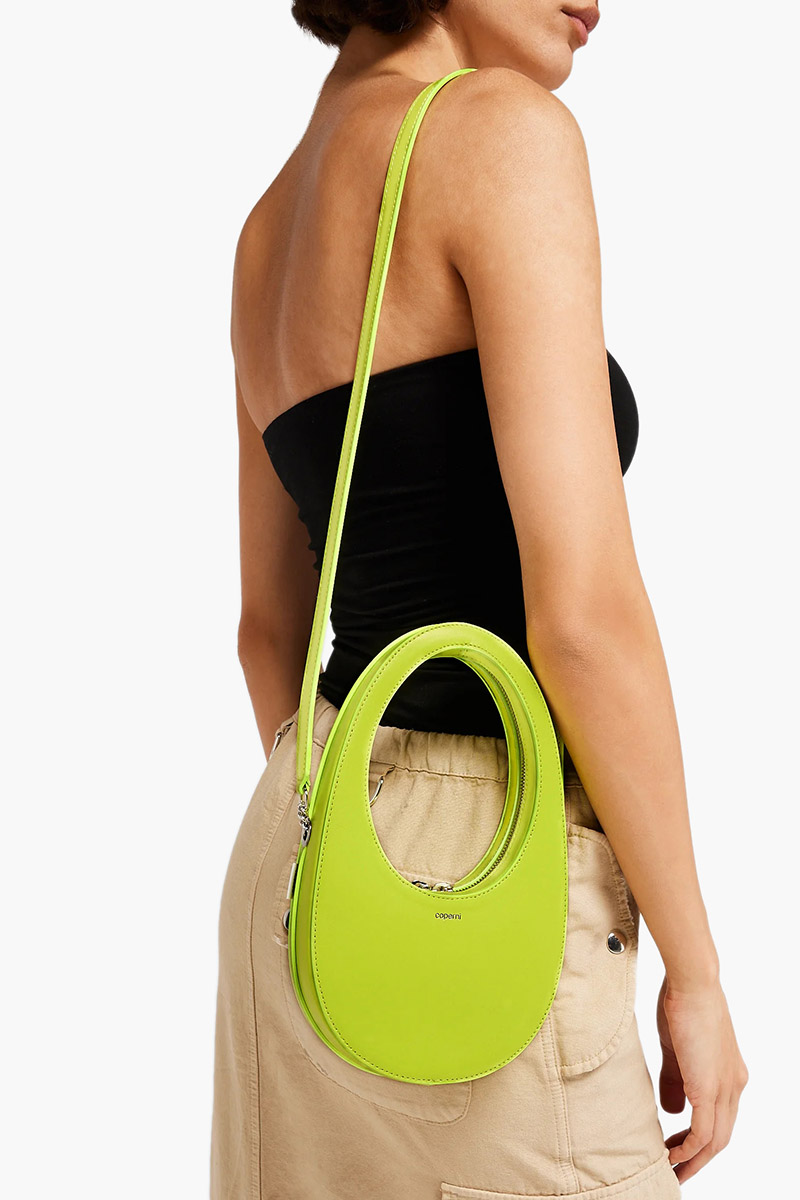 COPERNI Mini Swipe Oval-Shaped Crossbody Bag in Lime Green Calf Leather 4