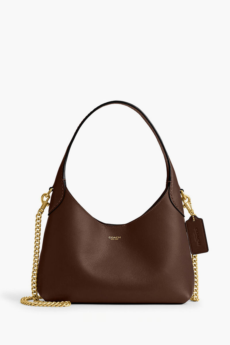 COACH Brooklyn Shoulder Bag 23 in Mapel Natural Grain Leather with Detachabel Chain Strap 0
