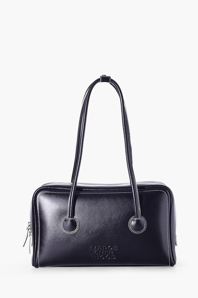 MARGE SHERWOOD Soft Boston Bag in Black Soft Plain Type Cow Leather 0