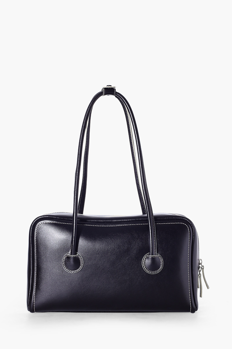 MARGE SHERWOOD Soft Boston Bag in Black Soft Plain Type Cow Leather 1