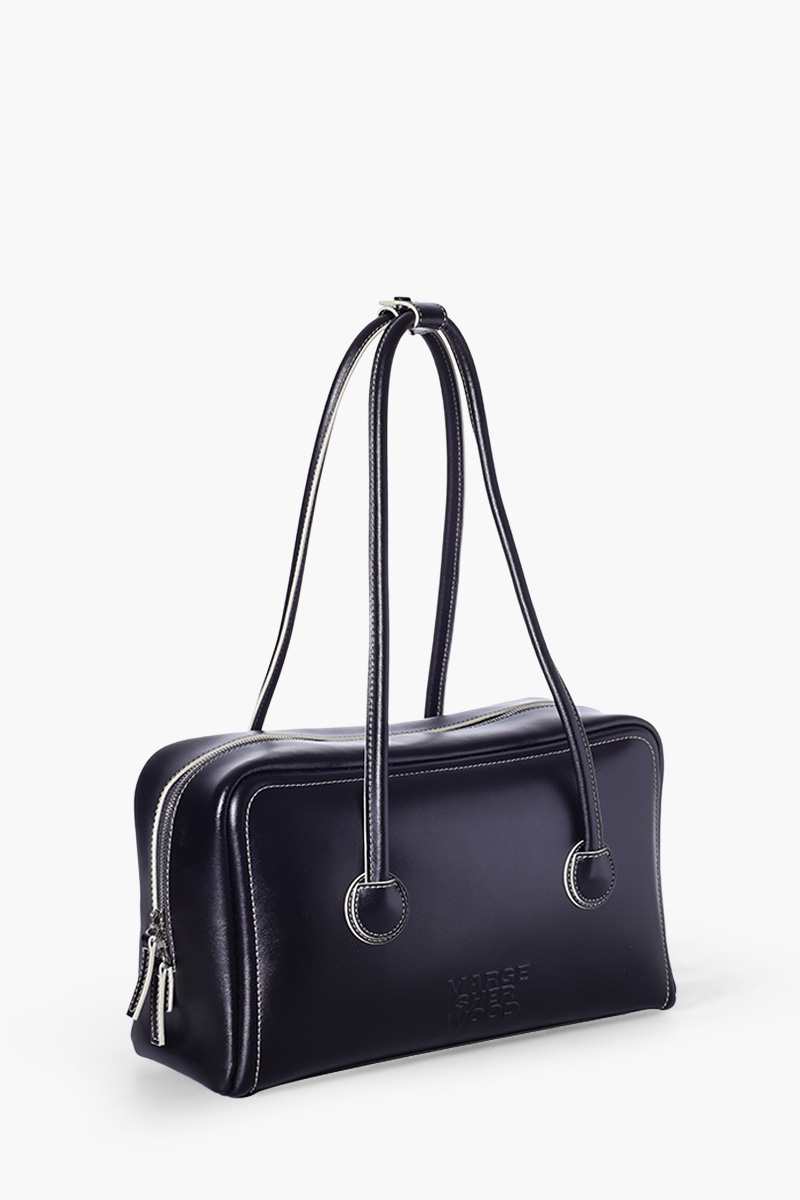MARGE SHERWOOD Soft Boston Bag in Black Soft Plain Type Cow Leather 2