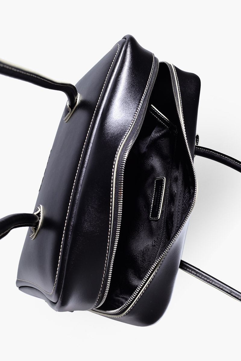 MARGE SHERWOOD Soft Boston Bag in Black Soft Plain Type Cow Leather 3