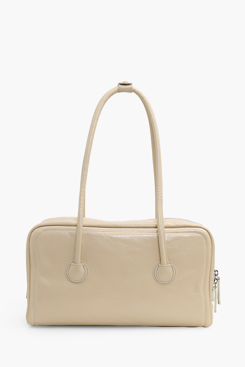 MARGE SHERWOOD Soft Boston Bag in Cream Beige Crinkled Type Cow Leather 1