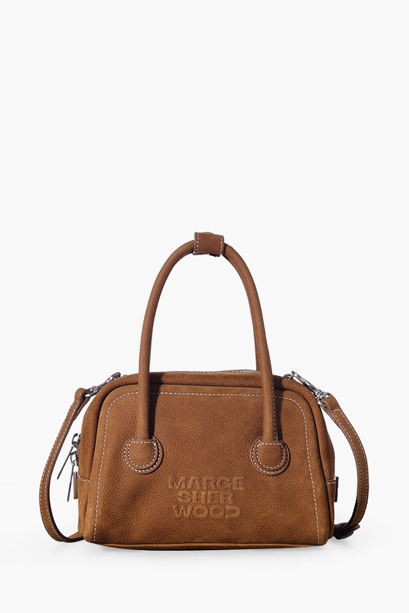 MARGE SHERWOOD Soft Tote Mini Bag in Chestnut Nubuck Shrunken Grain Cow Leather 0