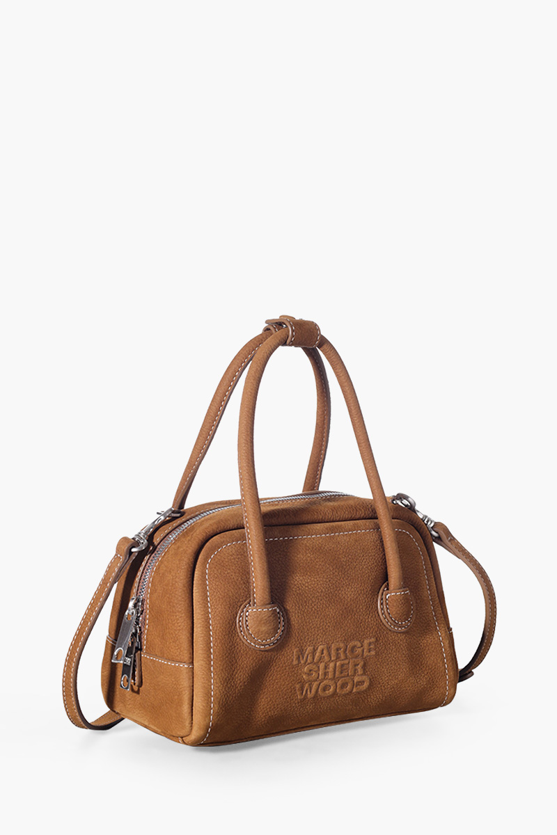 MARGE SHERWOOD Soft Tote Mini Bag in Chestnut Nubuck Shrunken Grain Cow Leather 2