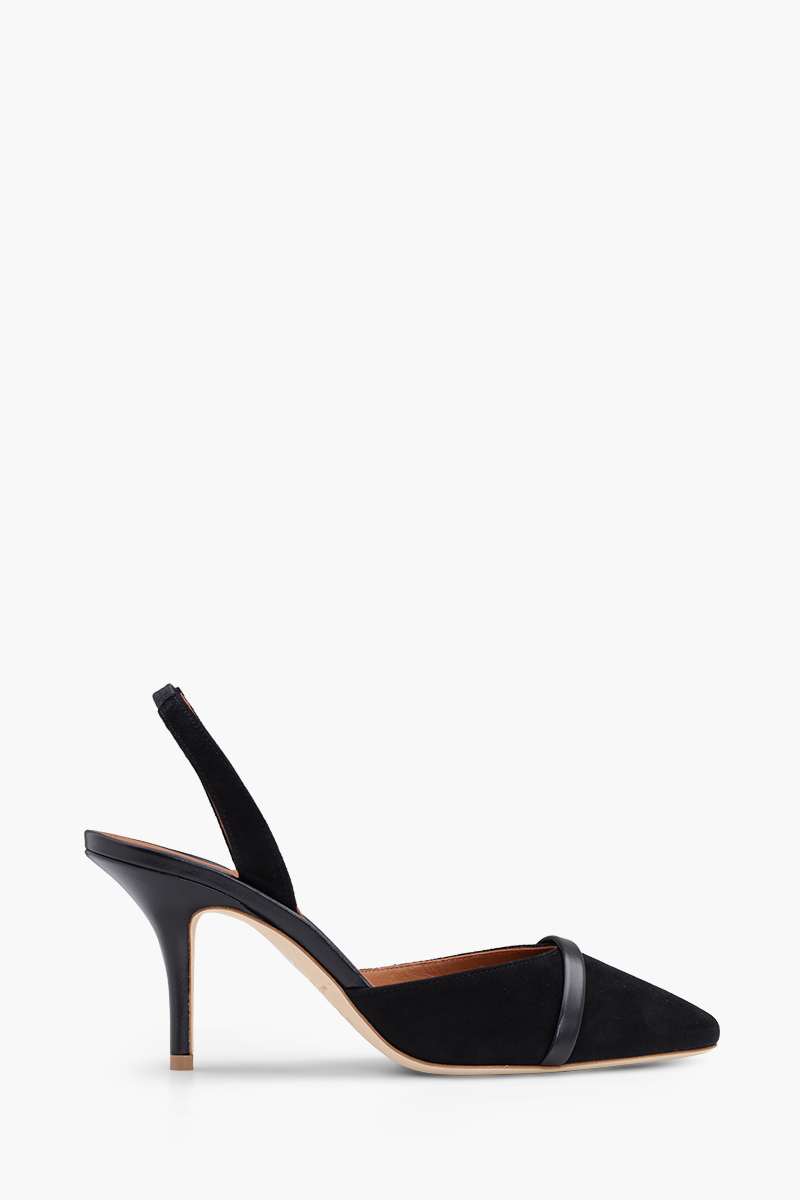 MALONE SOULIERS Elsie Slingback Pumps 70mm in Black/Black Suede 0