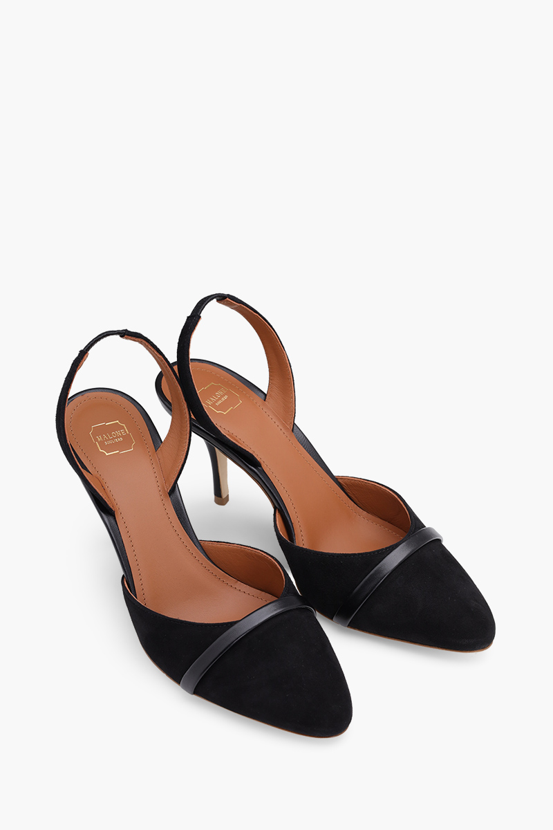 MALONE SOULIERS Elsie Slingback Pumps 70mm in Black/Black Suede 1