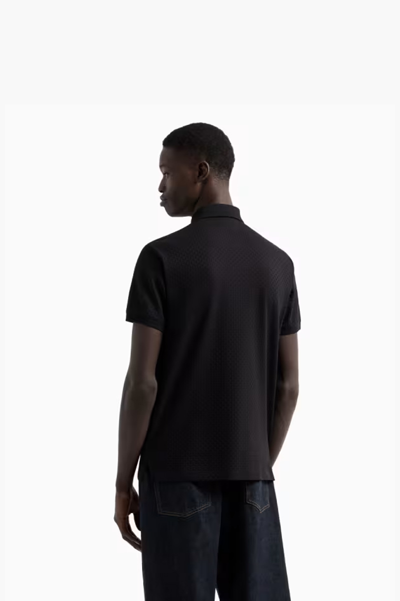 EMPORIO ARMANI Polo En Jersey Jacquard in Black 2
