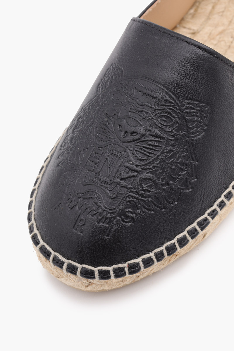 KENZO Women Tiger Espadrilles in Black Lambskin 4