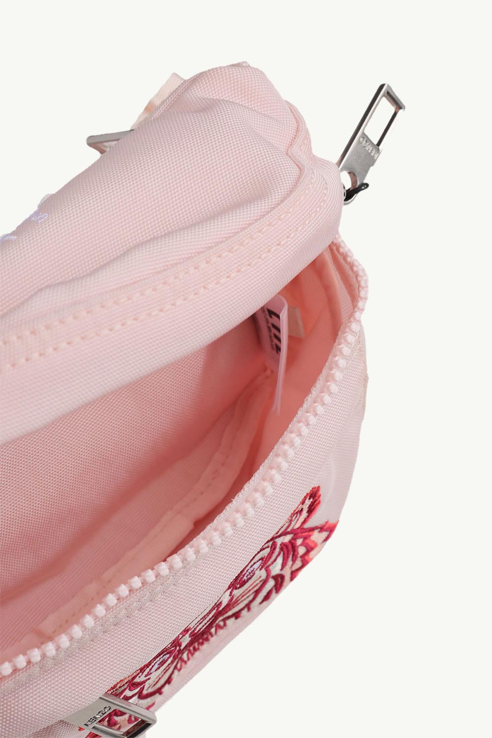 KENZO Small Tiger Kampus Canvas Bumbag in Faded Pink/Red/White 3