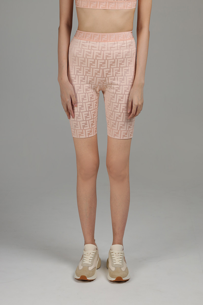 FENDI Women All Over FF Logo Cycling Shorts in Blush Pink 0