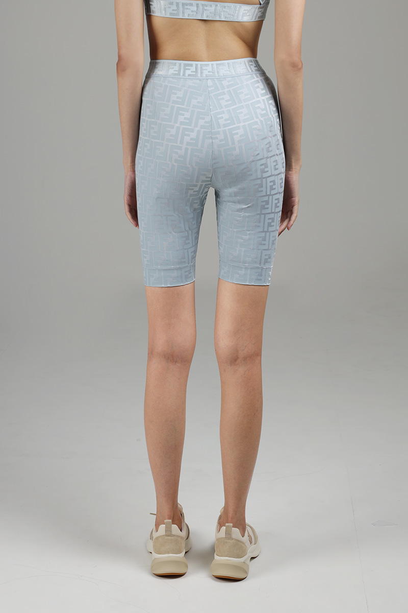 FENDI Women All Over FF Logo Cycling Shorts in Light Blue 1