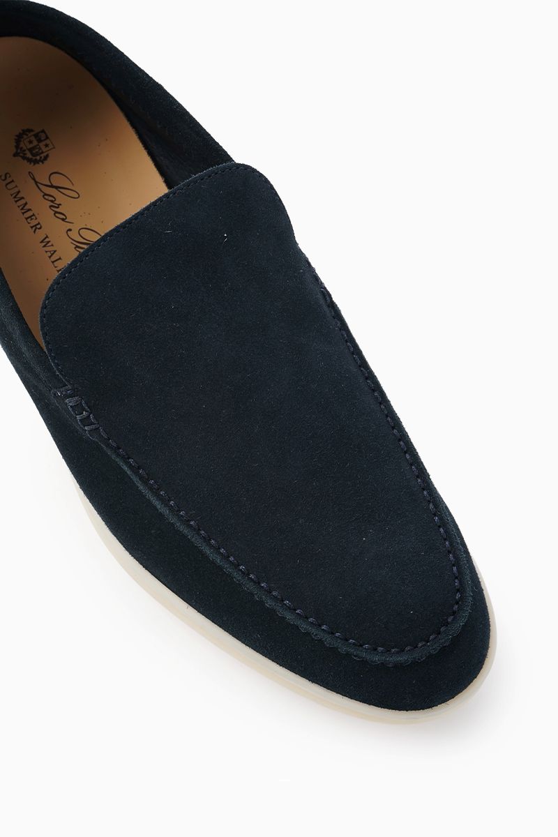 LORO PIANA Summer Walk Loafers in Classic Blue Suede 3