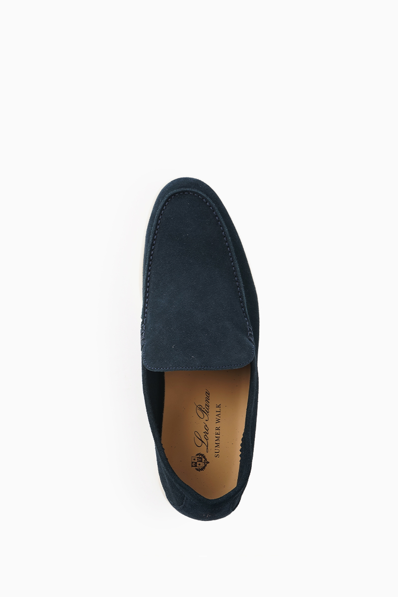 LORO PIANA Summer Walk Loafers in Classic Blue Suede 4