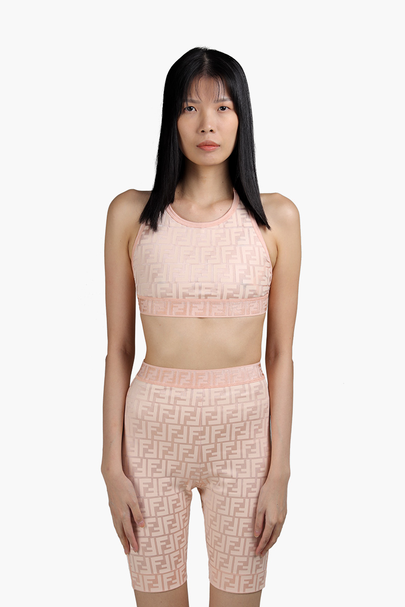 FENDI Sports Top All Over FF Motif in Blush Pink with Halter Neck 0